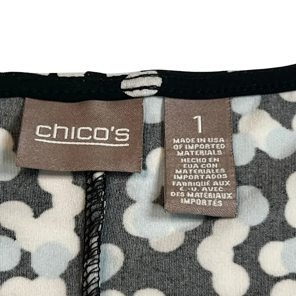 Chico Blouse Sz 1 Black Long Sleeve White Polkadots Preppy Casual Workwear Top - Picture 10 of 10